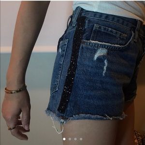 ♦️ ZARA Jean Rhinestone shorts
